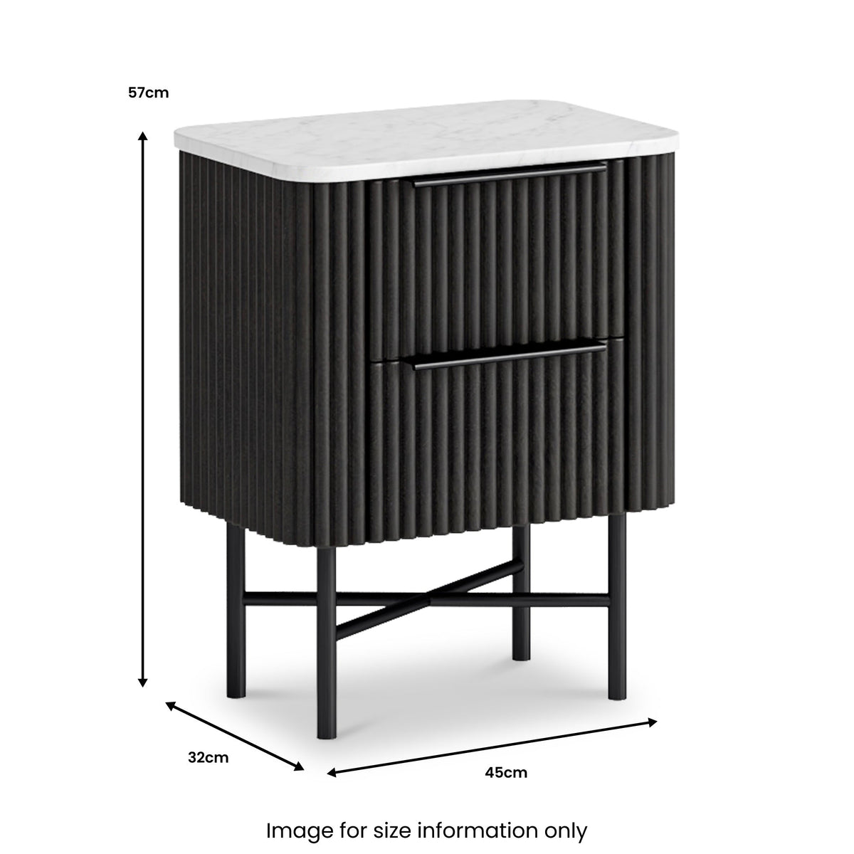 Milo Mango & Marble 2 Drawer Narrow Bedside