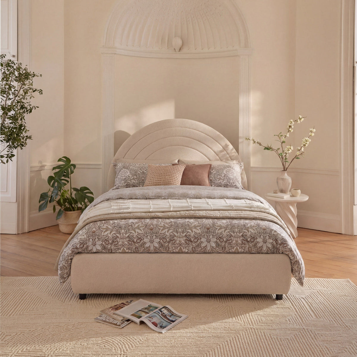 Mimi Double Ottoman Bed - Chalk White Boucle