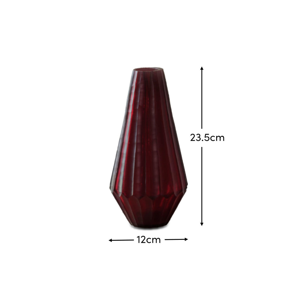 Moura 23.5cm Glass Vase - Burgundy Red