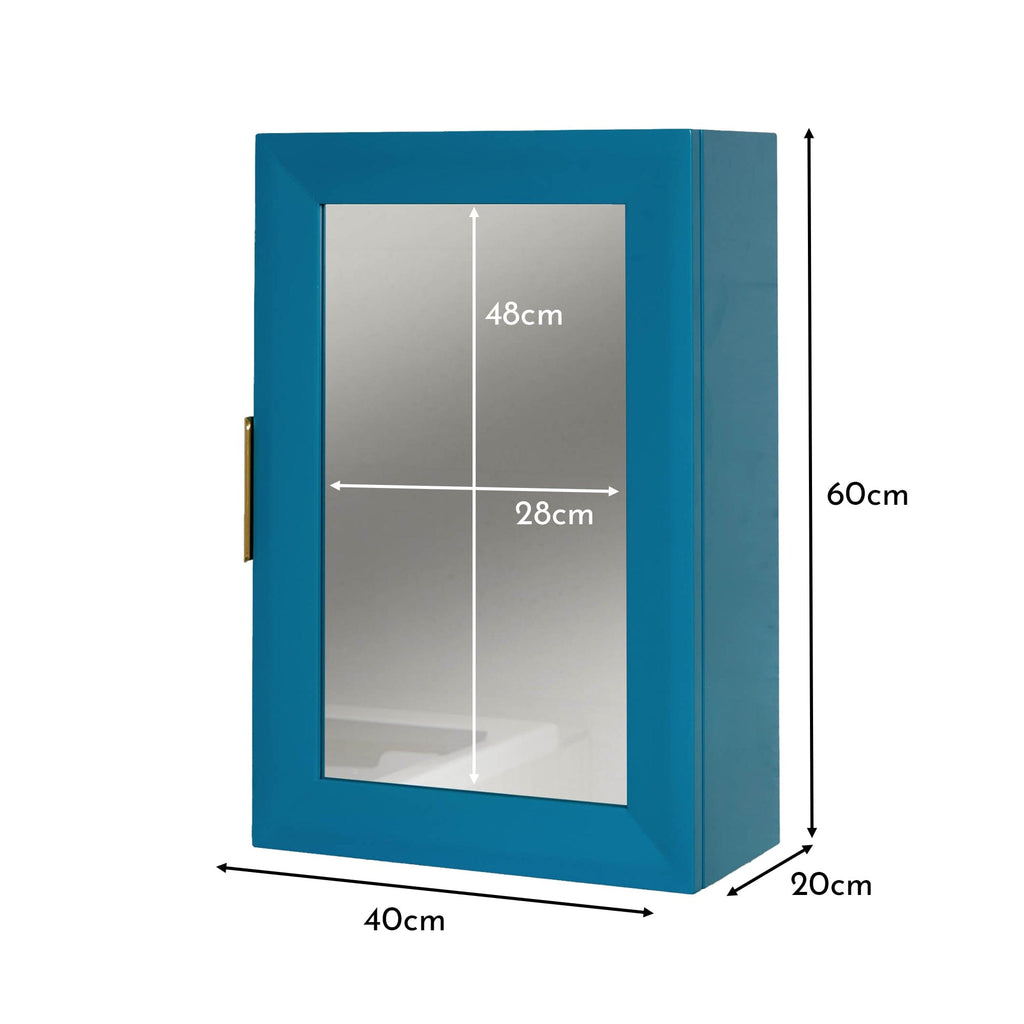 OUTLET - Nami Wall Cabinet with Mirror - Teal Blue