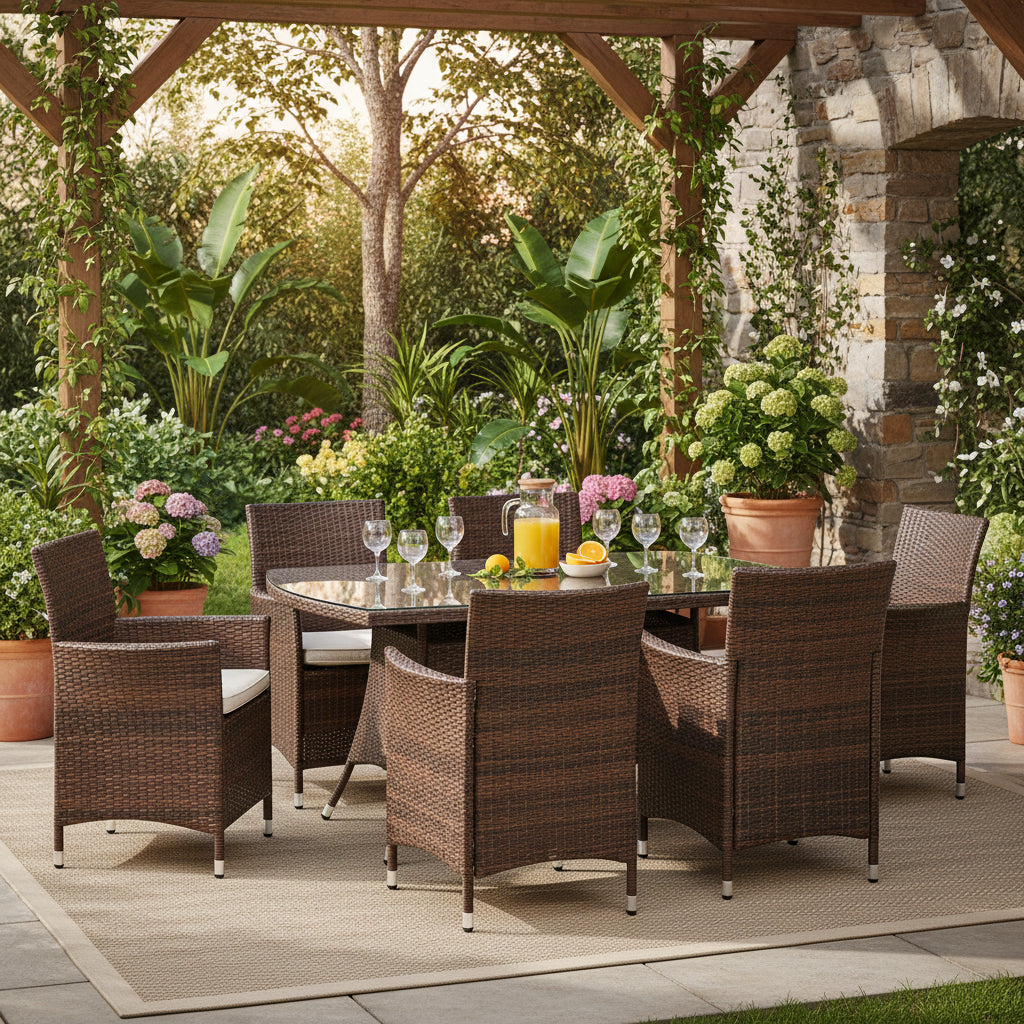 Vada 150cm 6 Seat Rattan Rectangular Dining Set