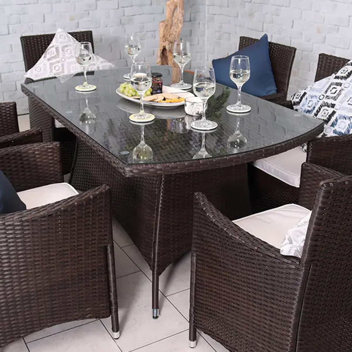 Vada 150cm 6 Seat Rattan Rectangular Dining Set