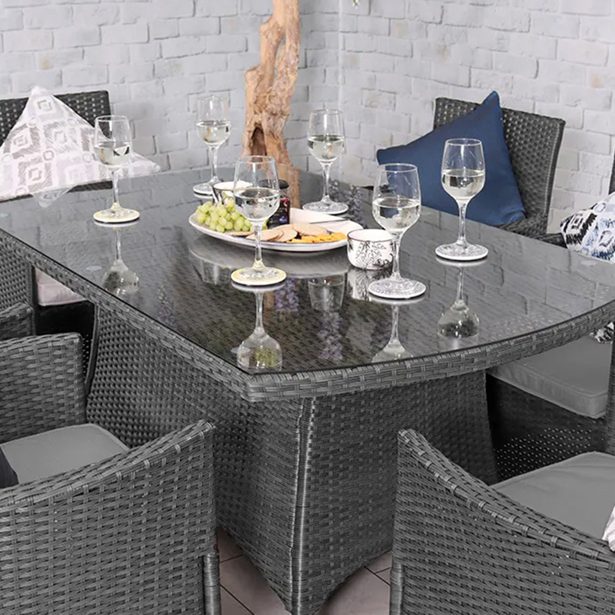 Vada 150cm 6 Seat Rattan Rectangular Dining Set