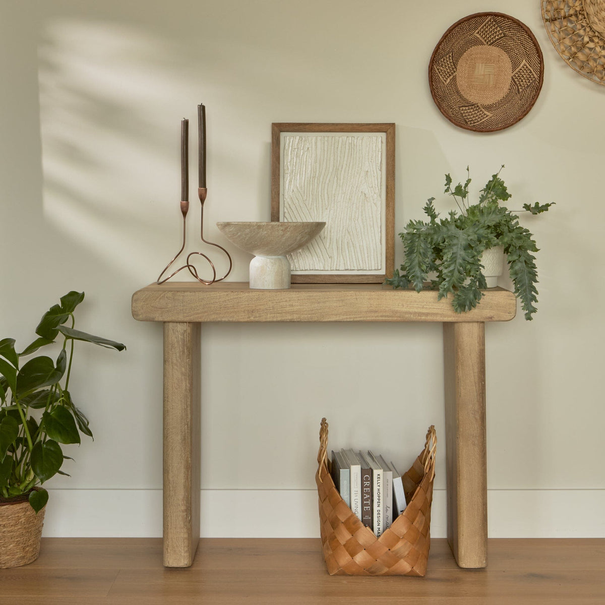 Nevaeh Chalked Mango Wood Console Table - 100cm