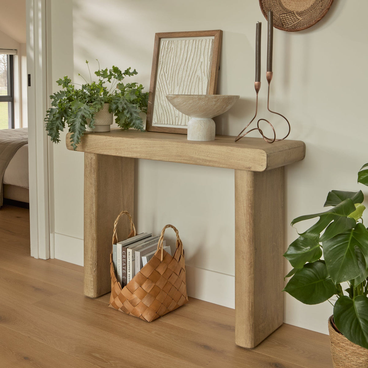 Nevaeh Chalked Mango Wood Console Table - 100cm