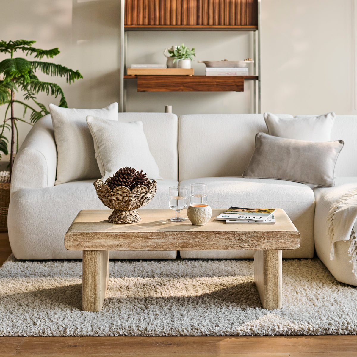 Nevaeh 100cm Rectangular Chalked Mango Wood Coffee Table