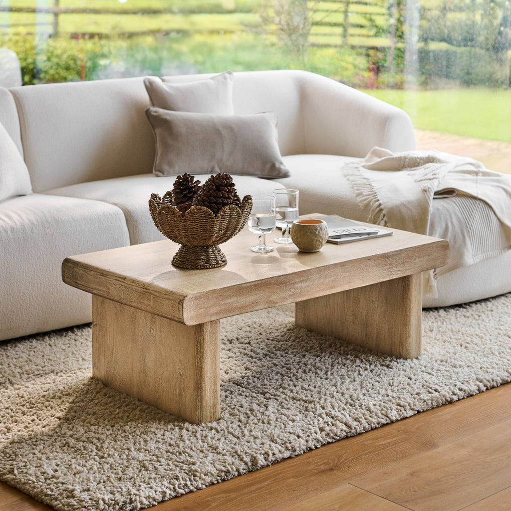 Nevaeh 100cm Rectangular Chalked Mango Wood Coffee Table