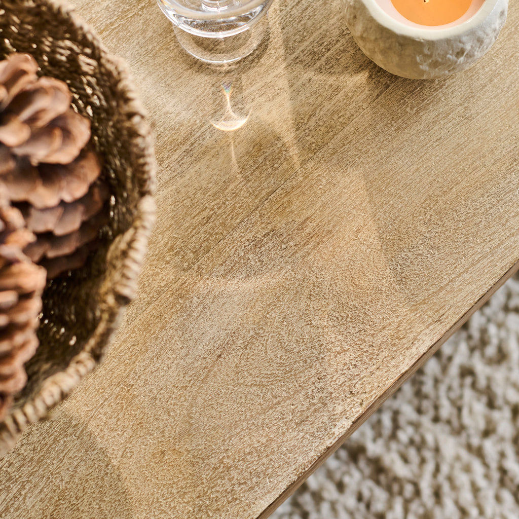 Nevaeh 100cm Rectangular Chalked Mango Wood Coffee Table