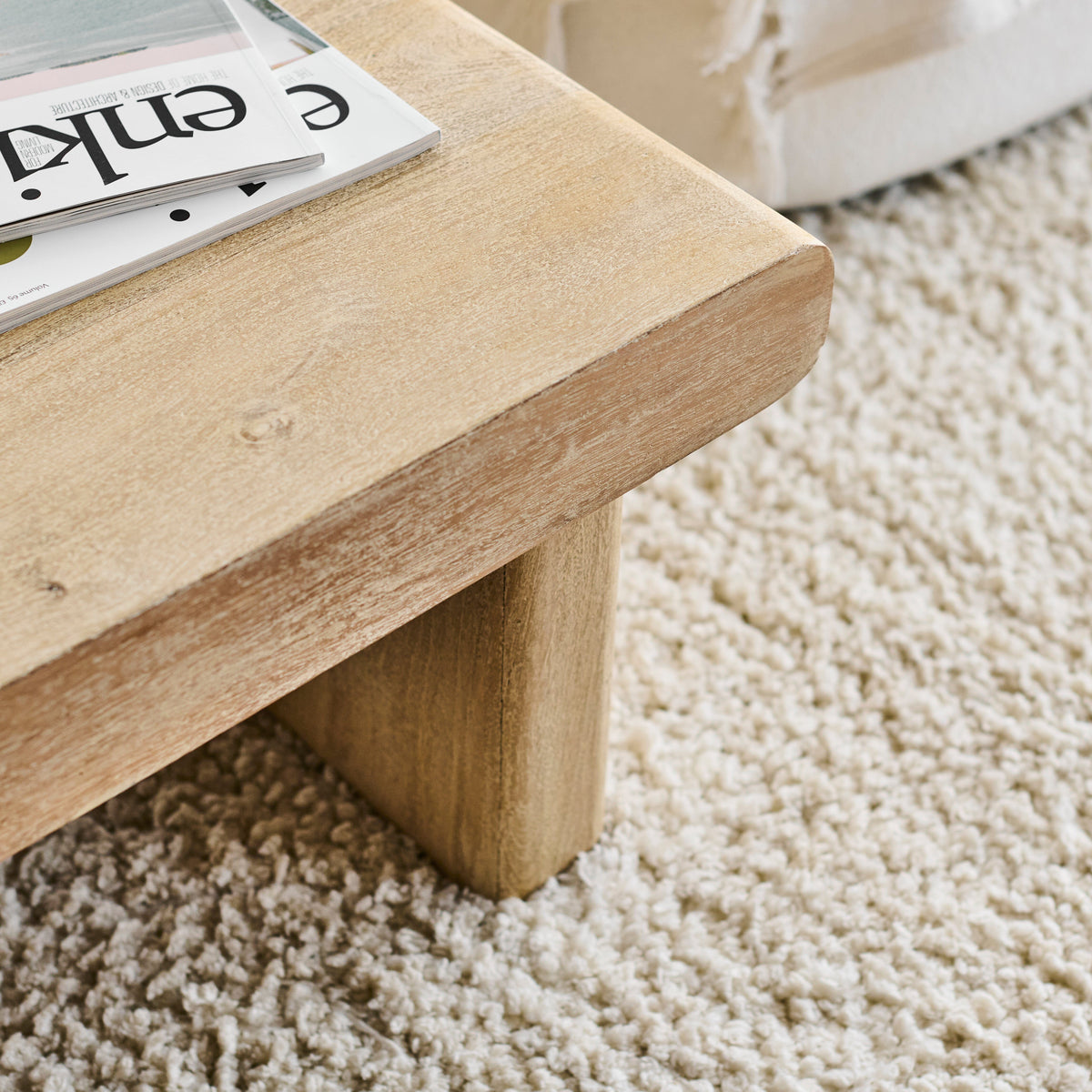 Outlet - Nevaeh 100cm Rectangular Chalked Mango Wood Coffee Table