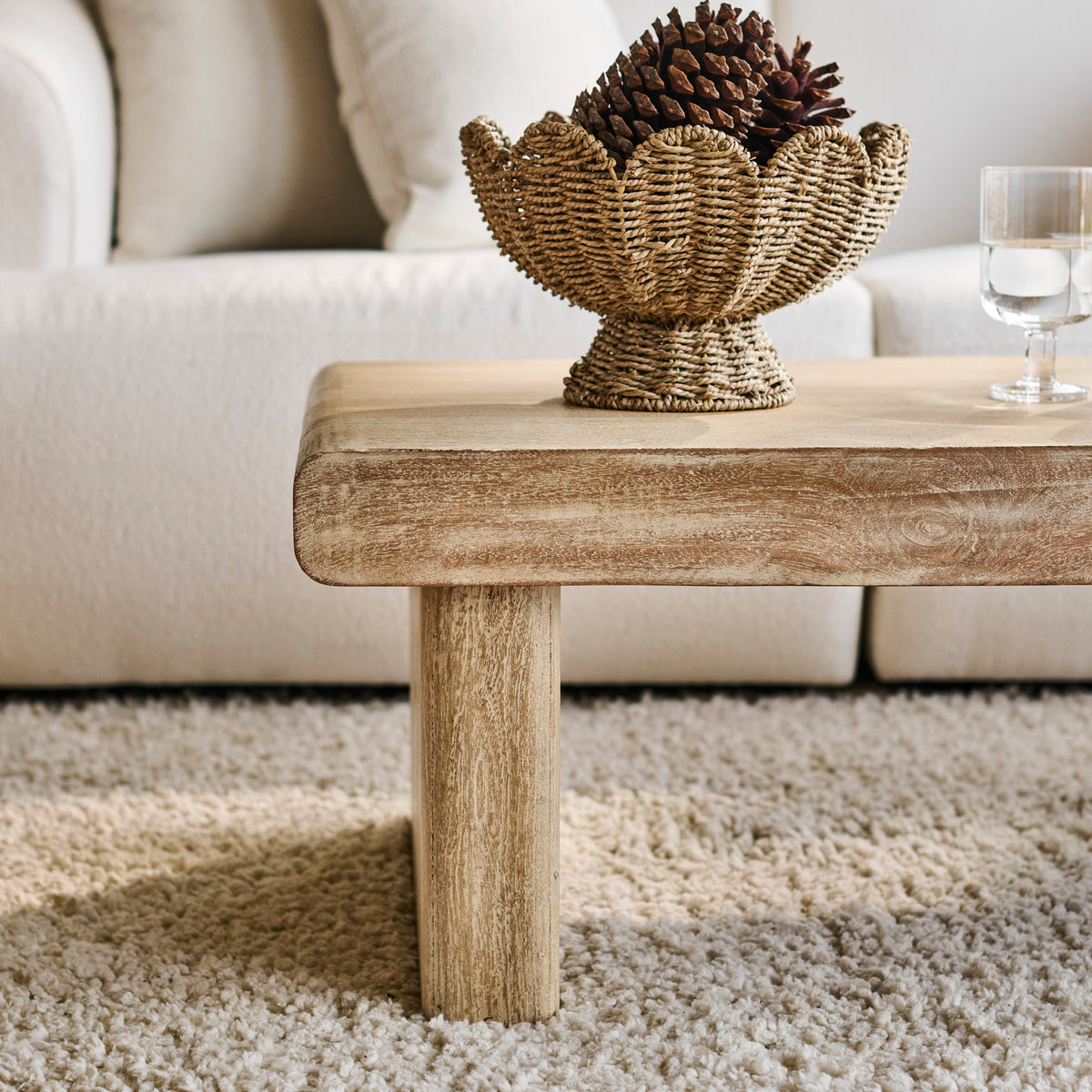 Nevaeh 100cm Rectangular Chalked Mango Wood Coffee Table