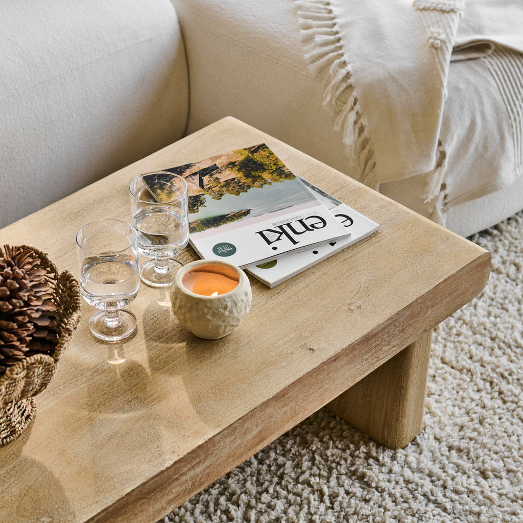 Nevaeh 100cm Rectangular Chalked Mango Wood Coffee Table