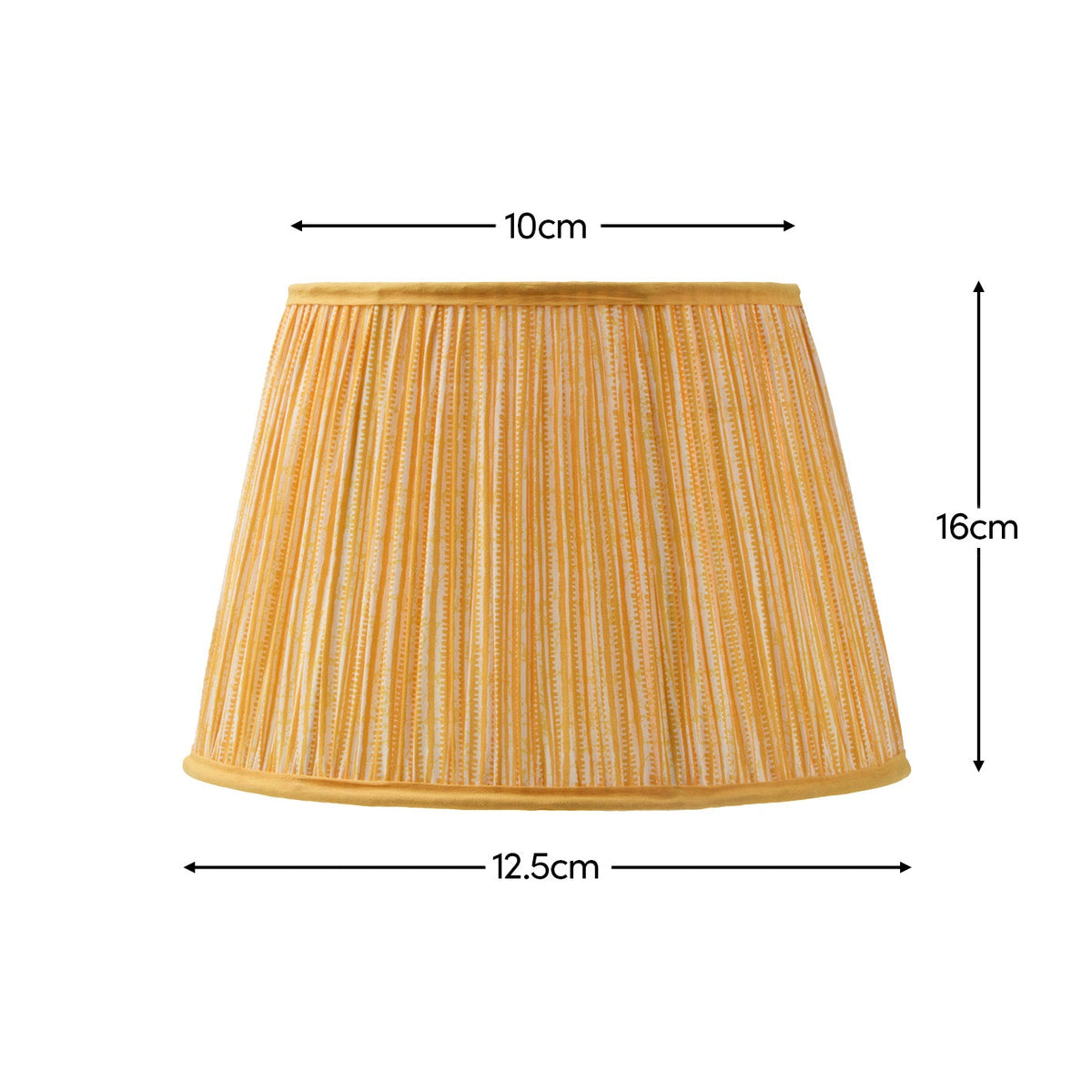 Nimana 16cm Gathered Lamp Shade - Amber Yellow Stripe