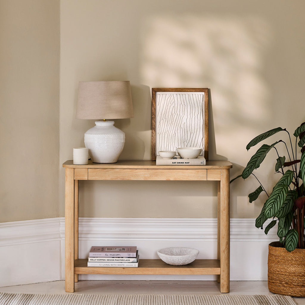 Noah Whitewash Oak 1 Drawer Console Table