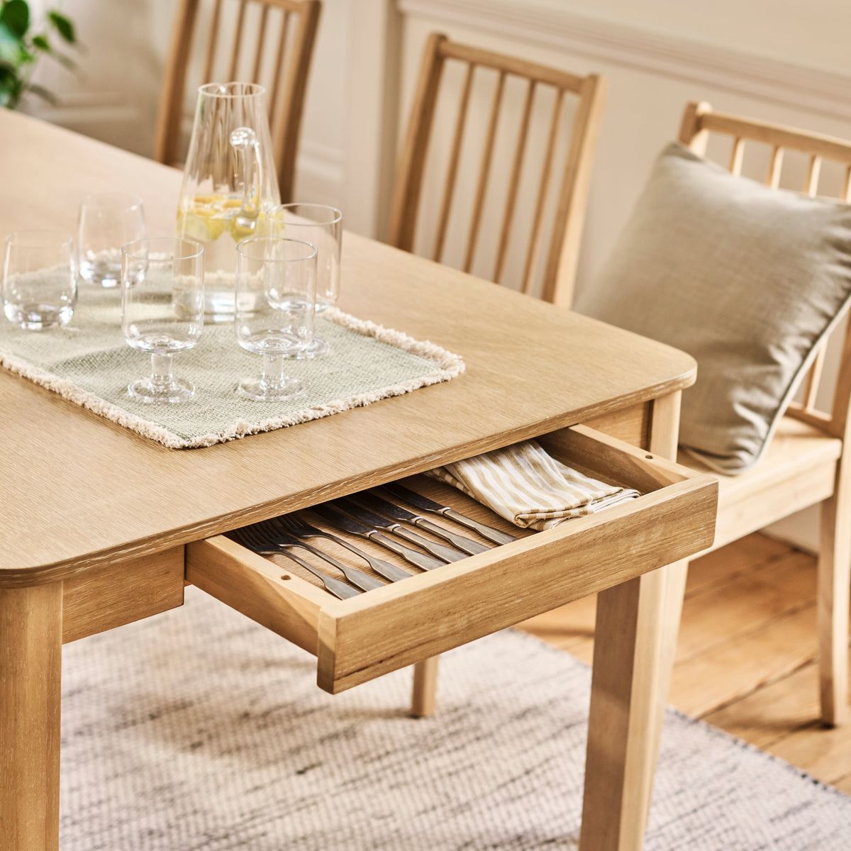 Noah Whitewash Oak 8 Seater Extending Dining Table