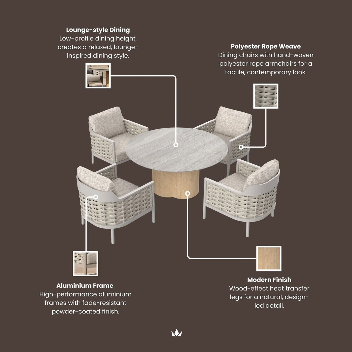 Olma 4 Seater Dining Table Set & Chairs