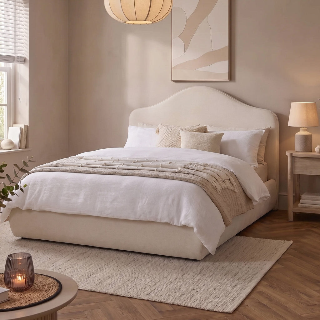 Odette King Size Ottoman Bed - Ivory