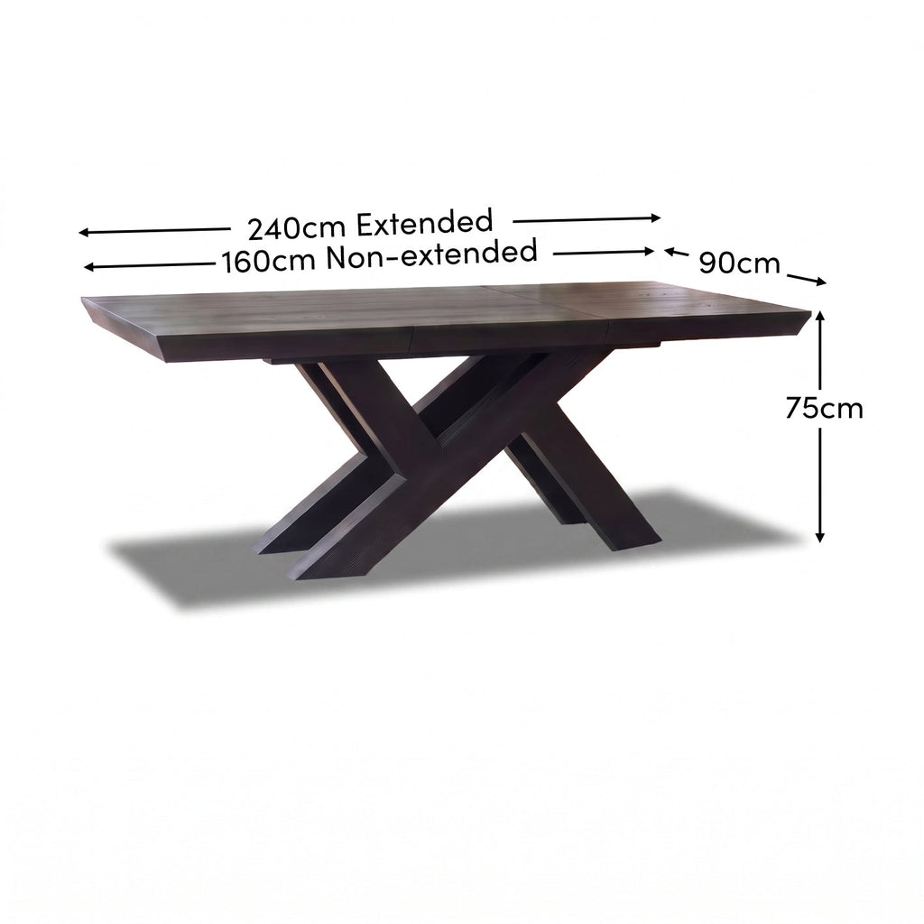 Olivia 160-240cm Black Oak Dining Table