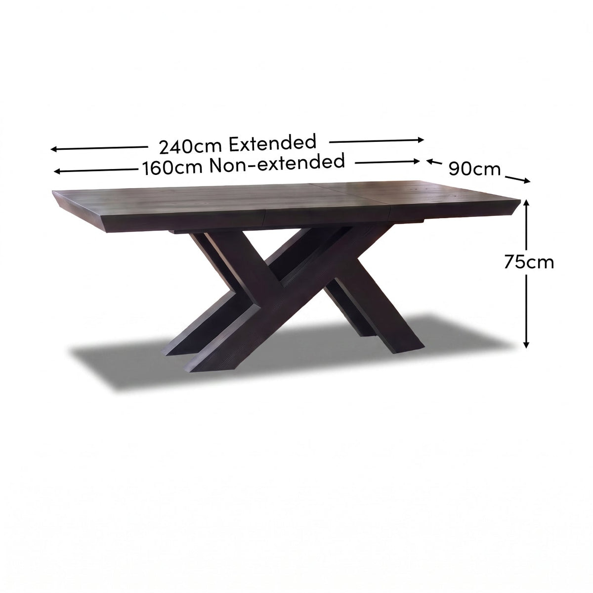 Olivia 160-240cm Black Oak Dining Table