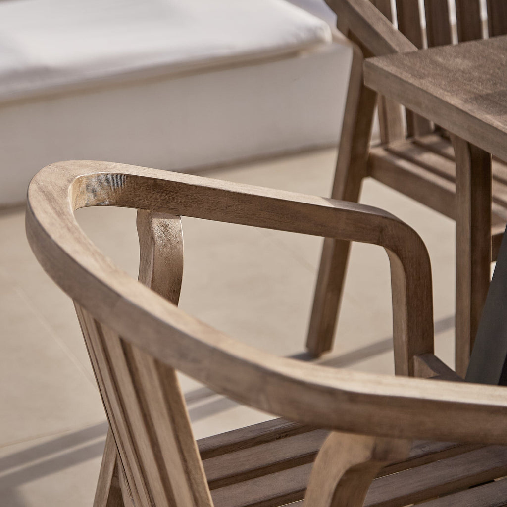Palm 6 Seater Wooden Garden Dining Set with 4 Shiro Chairs & Charlotte Bench