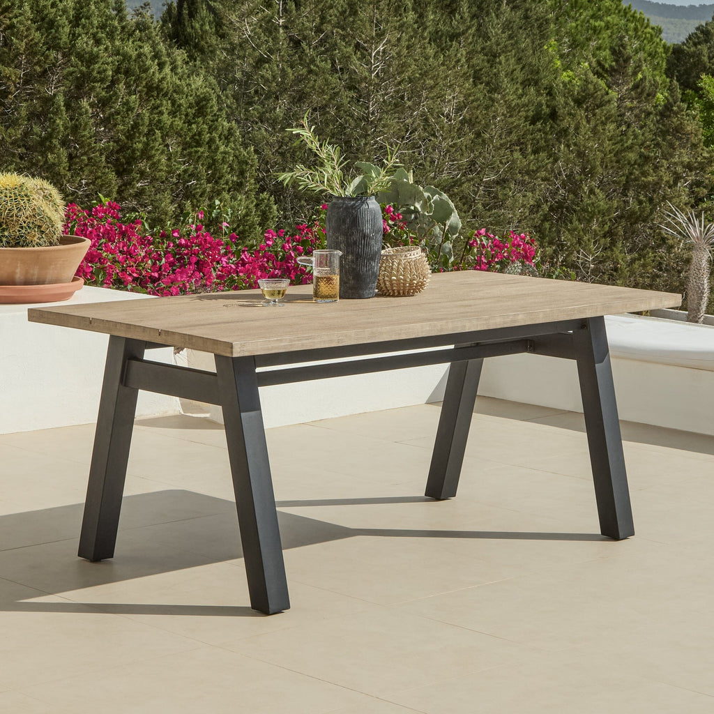 Palm 6 Seater Wooden Garden Dining Set with 6 Nala Sand Chairs