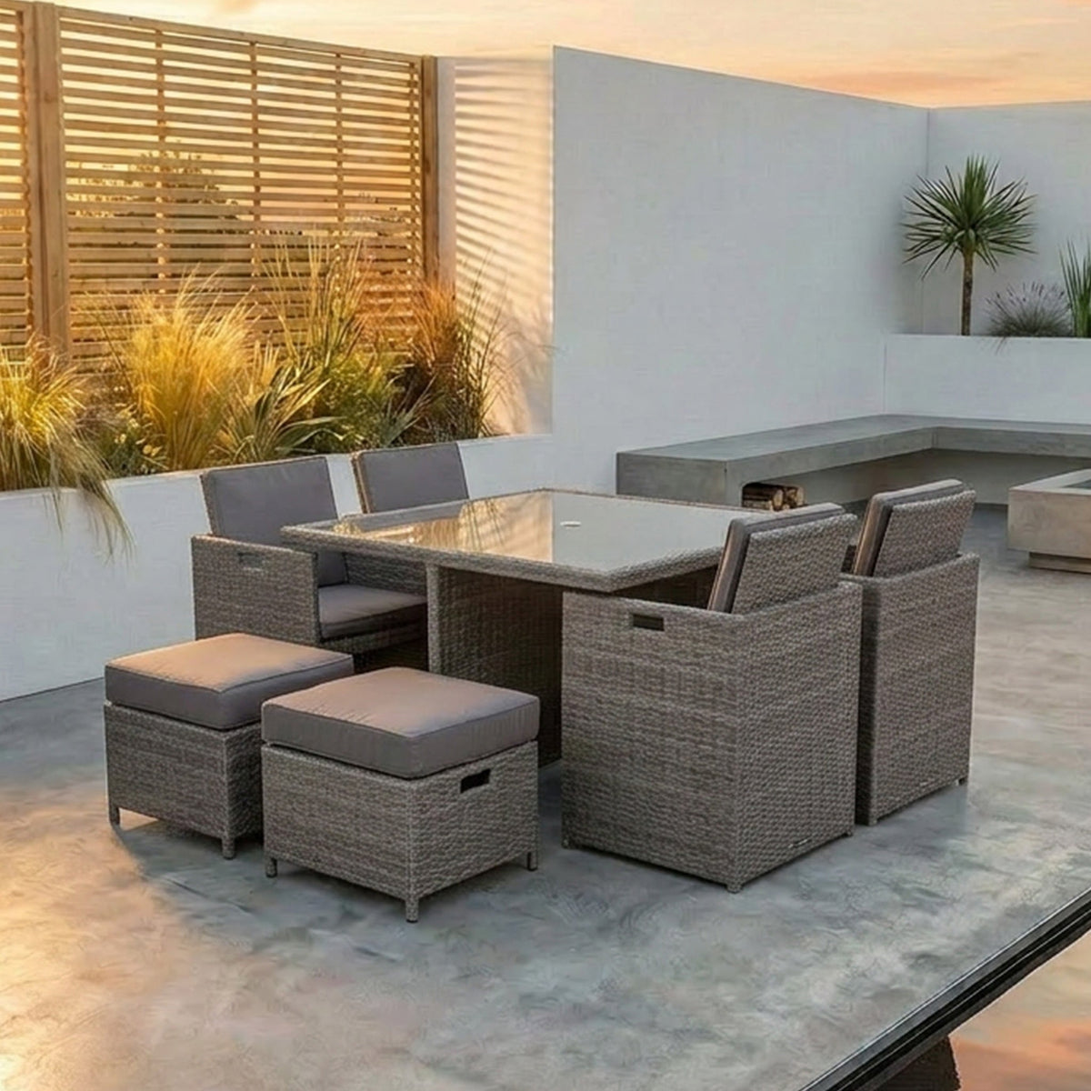 Paris 8 Seat Lux Rattan Cube Set