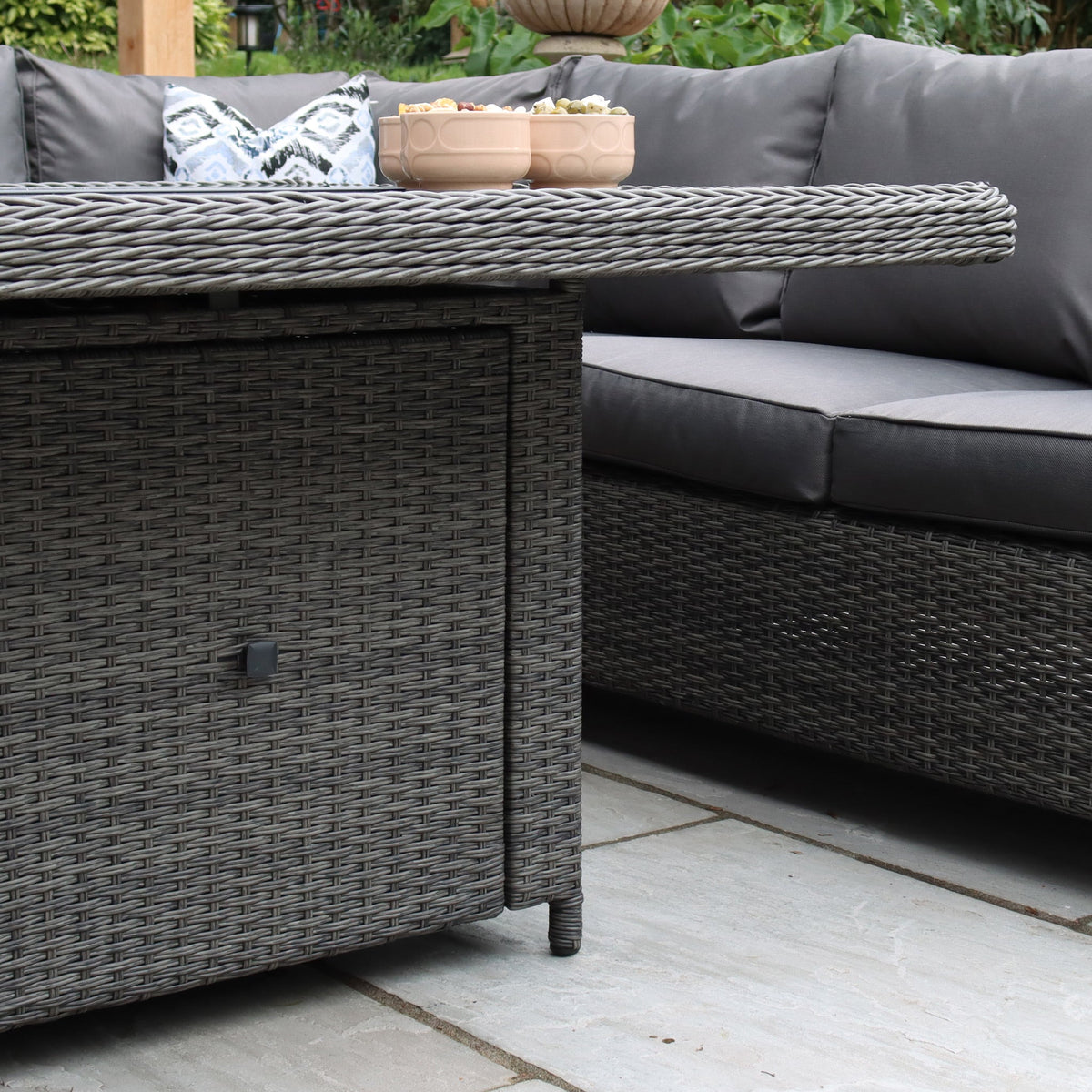 Paris 120cm Fire Pit Dine or Lounge Rattan Set with Bench