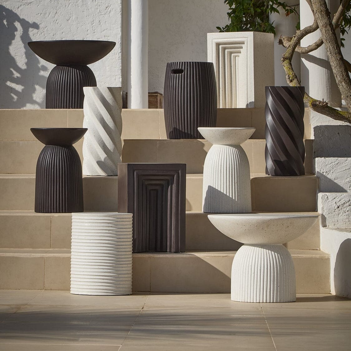 Bianca Concrete Garden Side Table - Pearl Terrazzo