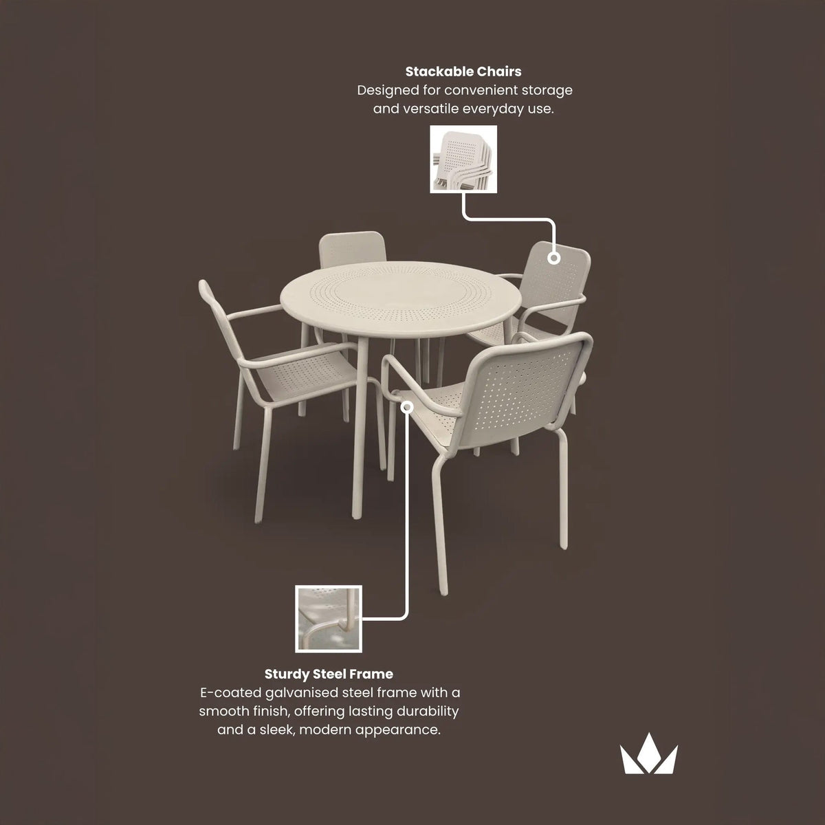Porto 4 Seater Round Dining Set