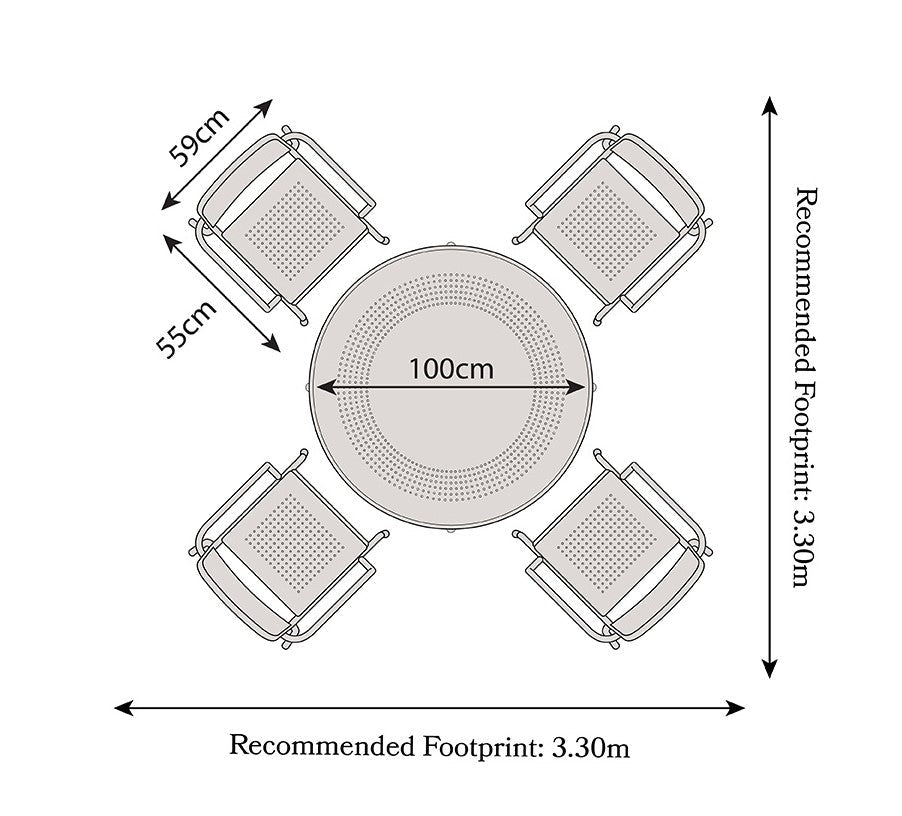 Porto 4 Seater Round Dining Set