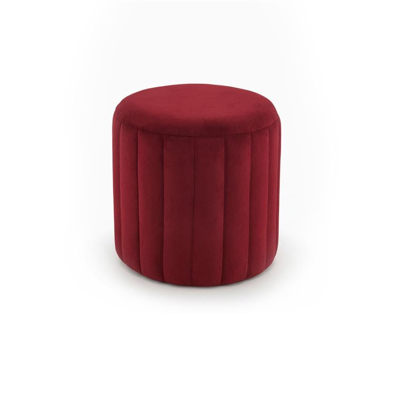 Outlet - Penelope Drum Stool - Burgundy Red