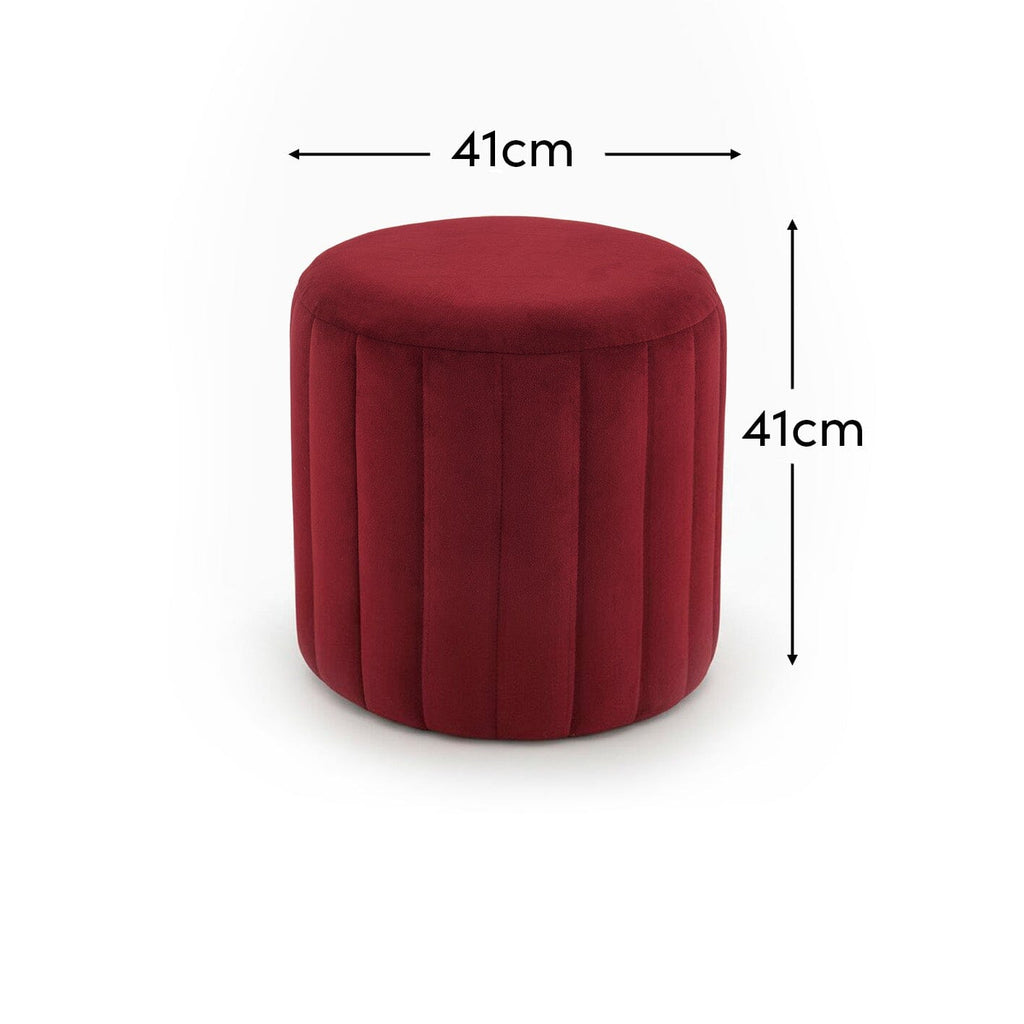 Outlet - Penelope Drum Stool - Burgundy Red