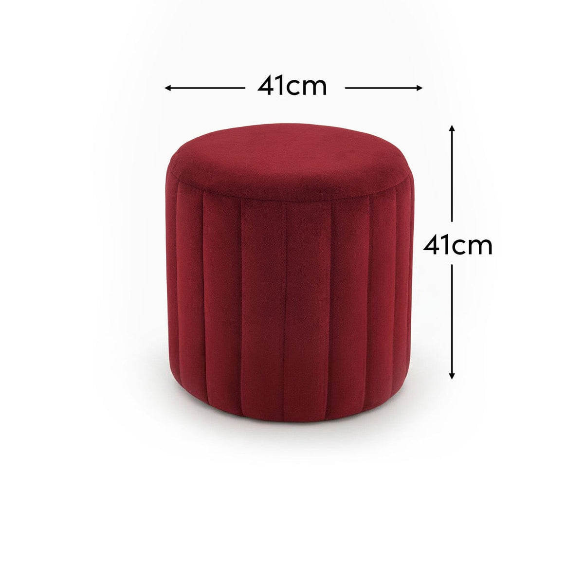 Outlet - Penelope Drum Stool - Burgundy Red