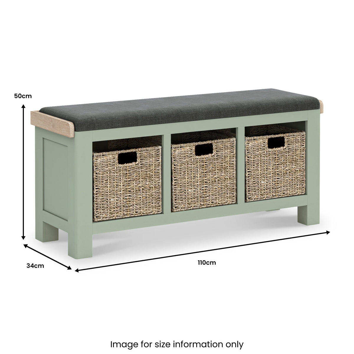 Penzance Sage Storage Bench with Baskets