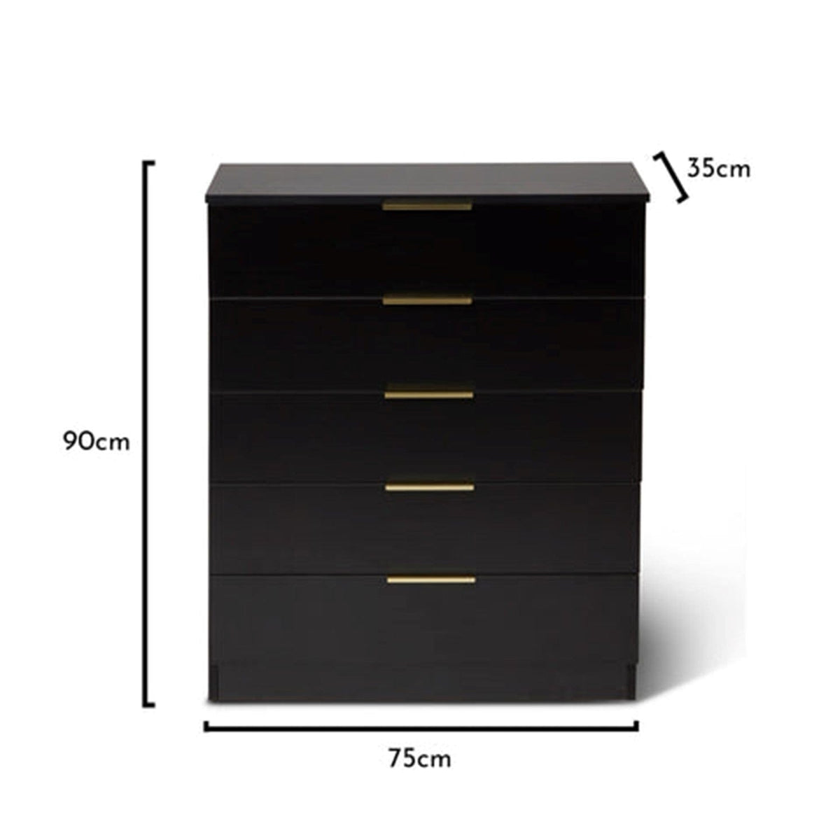 Essie 5 Drawer Tall Chest of Drawers - Black