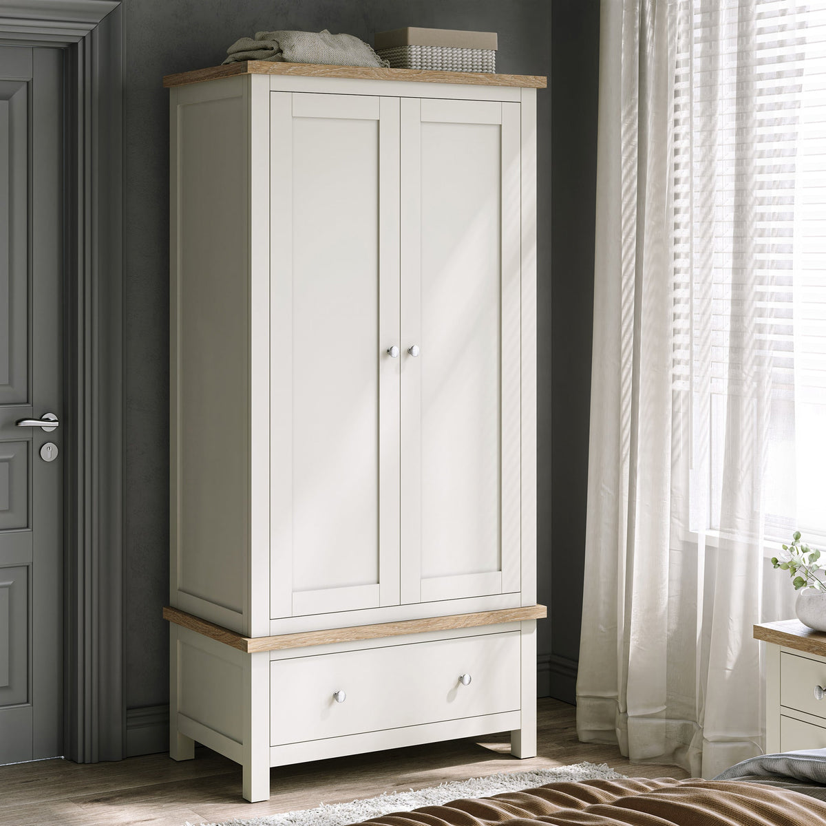 Farro Double Wardrobe with Drawers