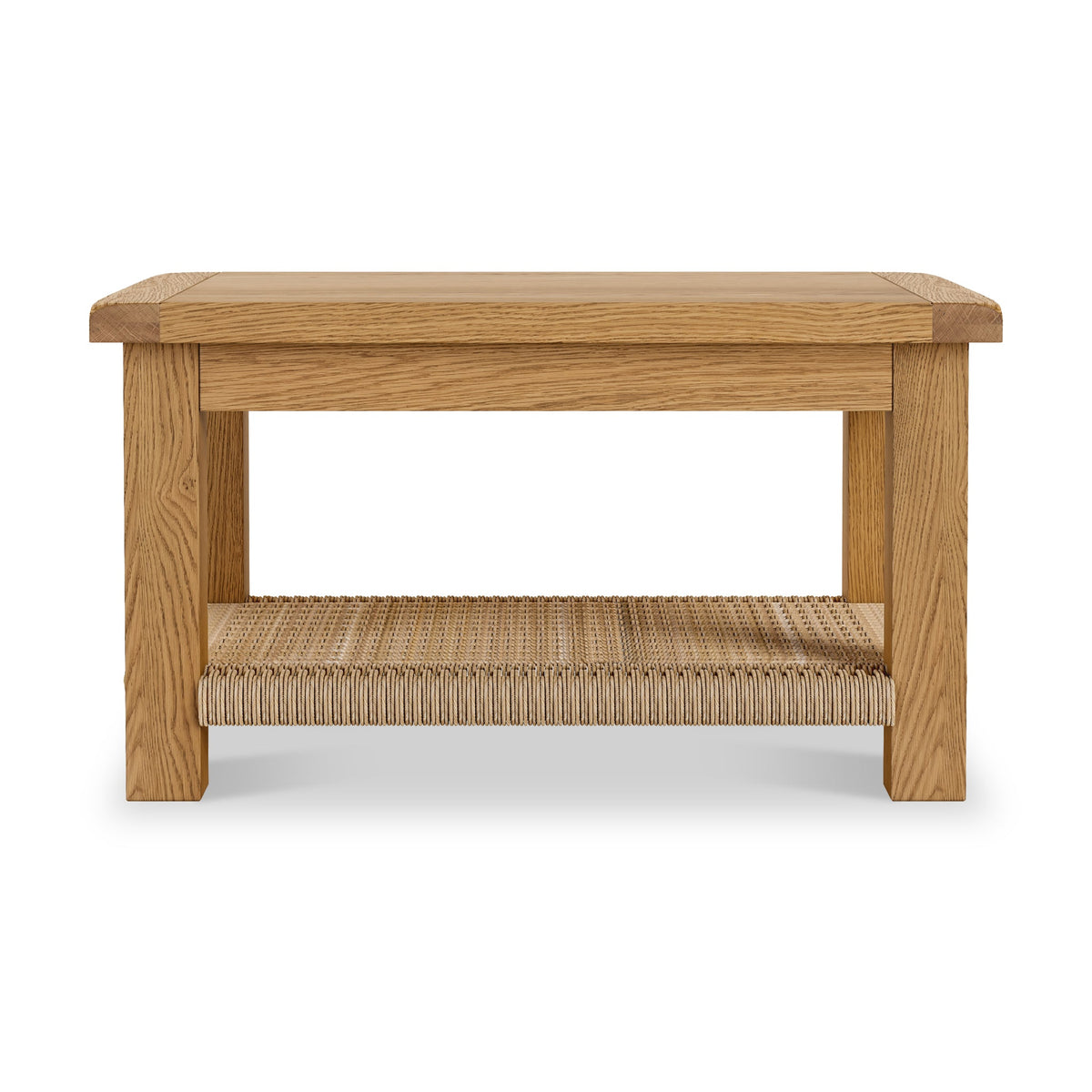 Zelah Oak Coffee Table With Woven Shelf