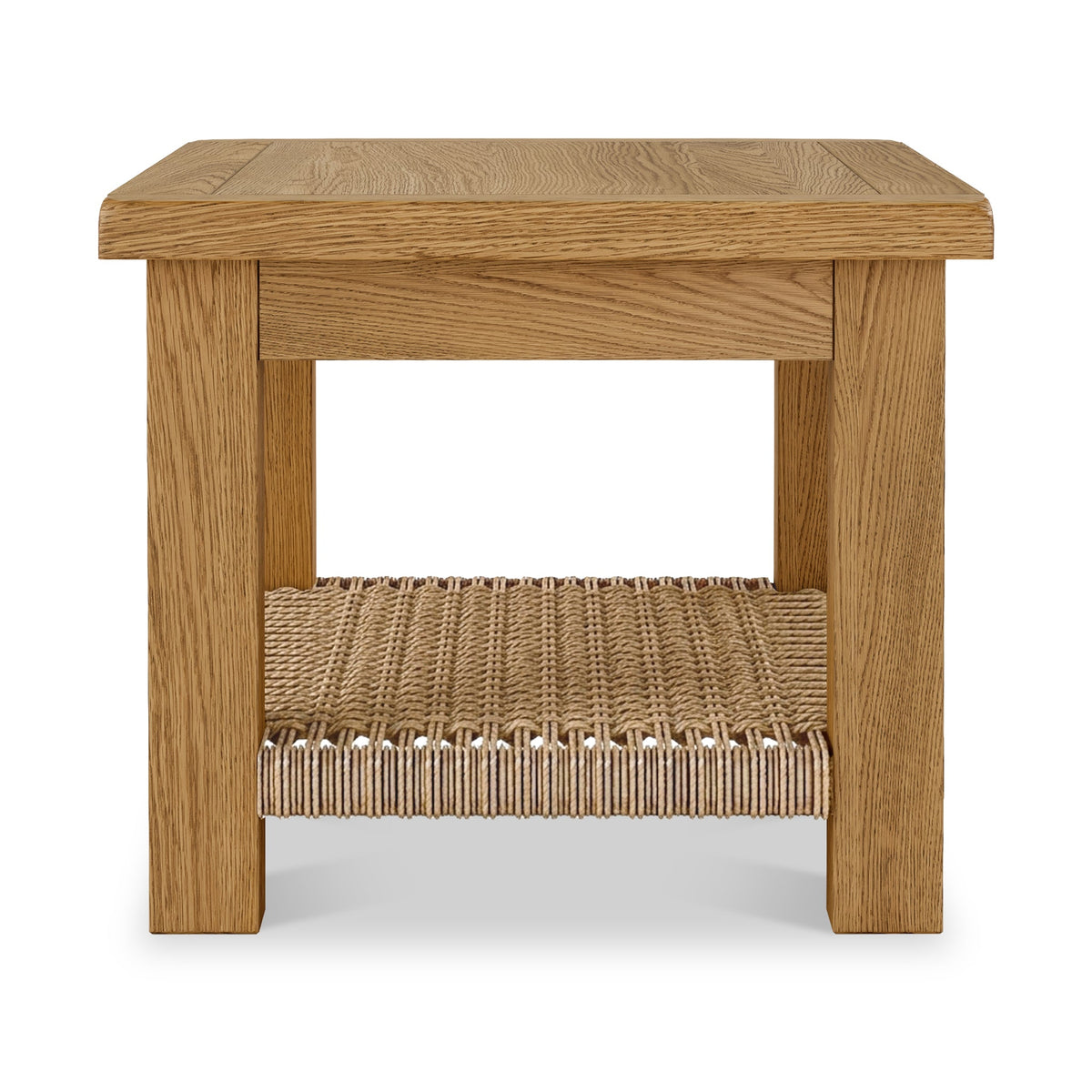 Zelah Oak Coffee Table With Woven Shelf