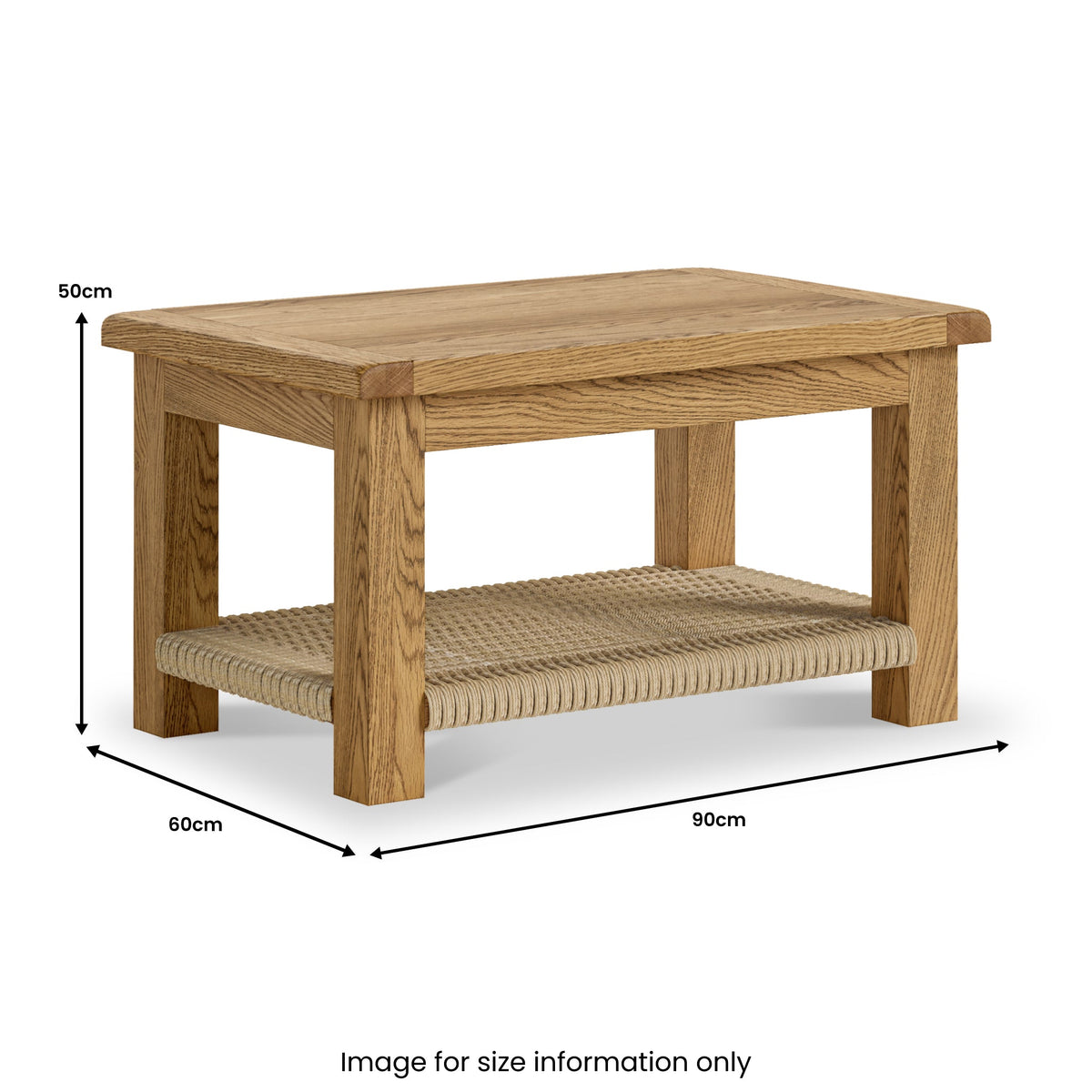 Zelah Oak Coffee Table With Woven Shelf