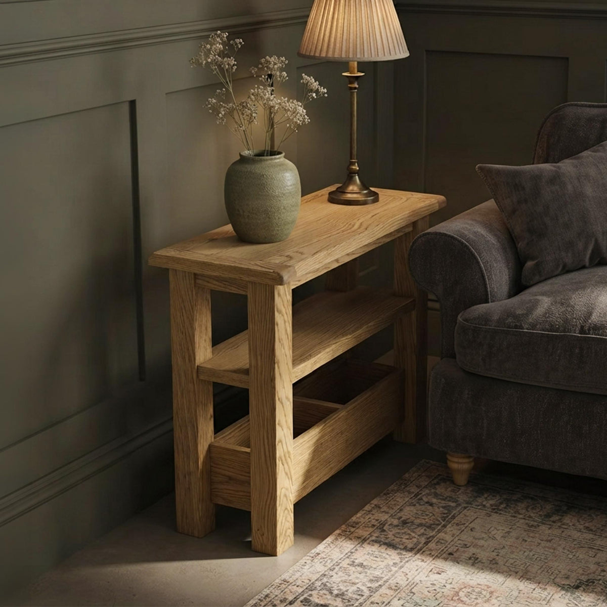 Zelah Oak Sofa Side Table