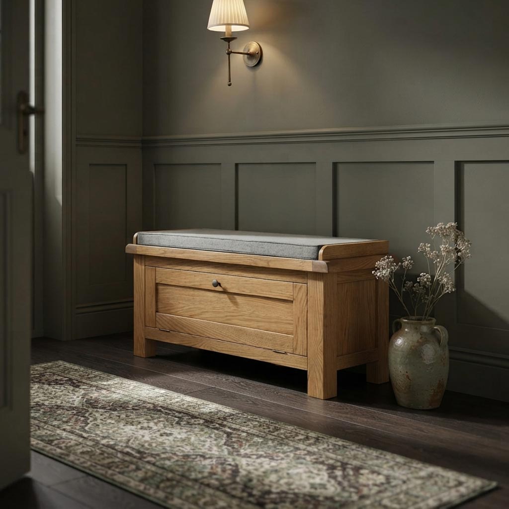 Zelah Oak Storage Bench