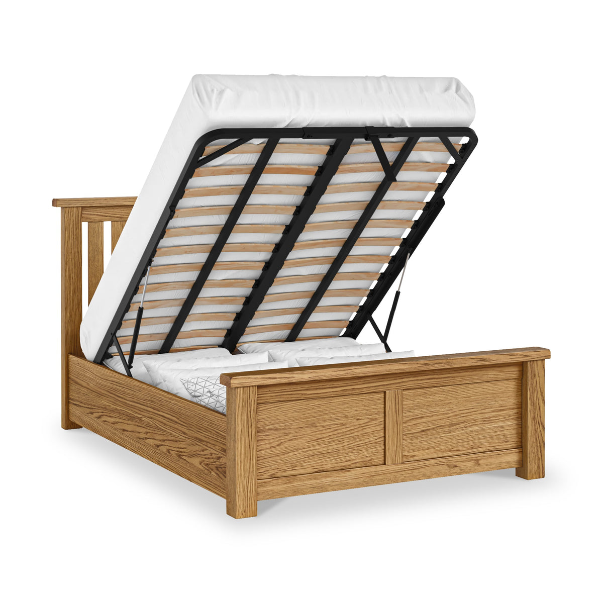 Zelah Oak Ottoman Storage Bed Frame