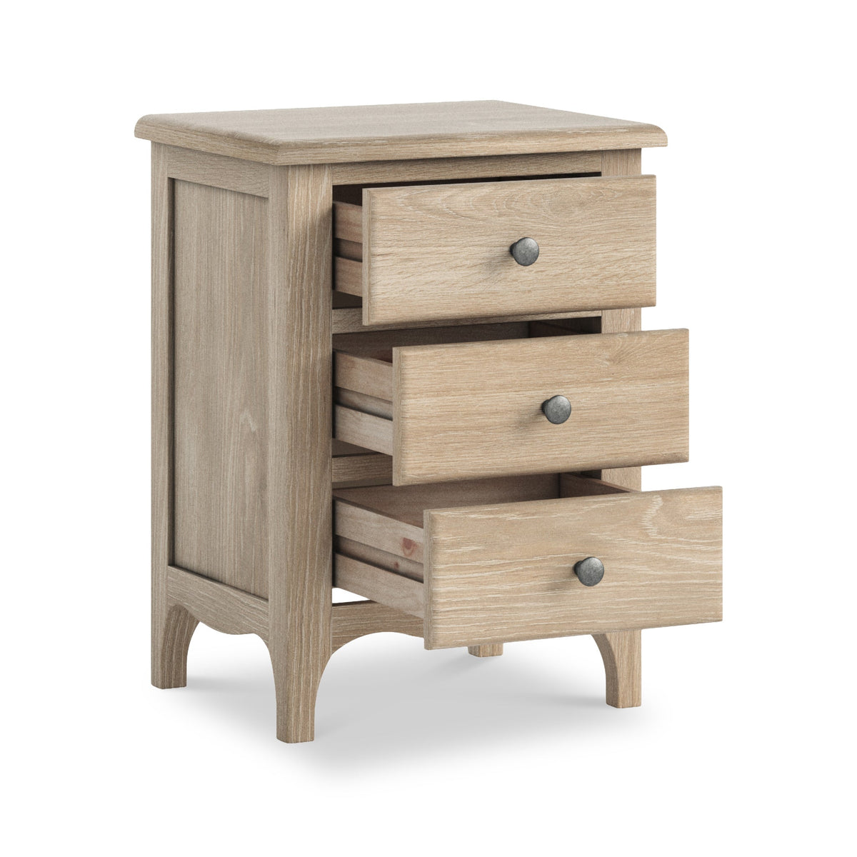 Celine Washed Oak XL 3 Drawer Bedside Table