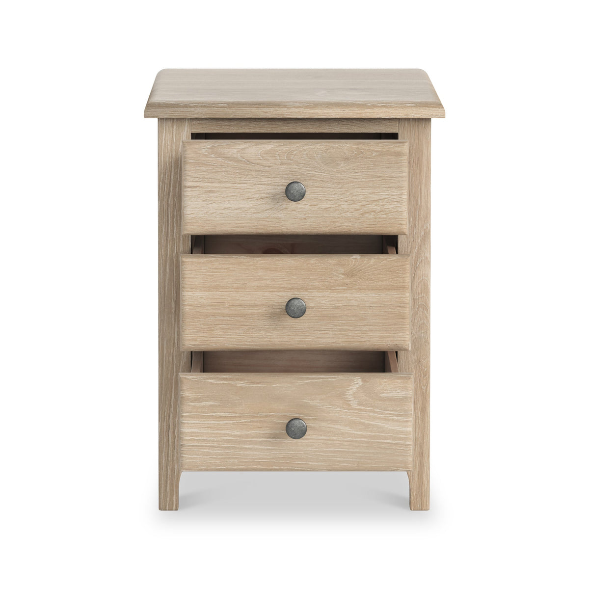 Celine Washed Oak XL 3 Drawer Bedside Table