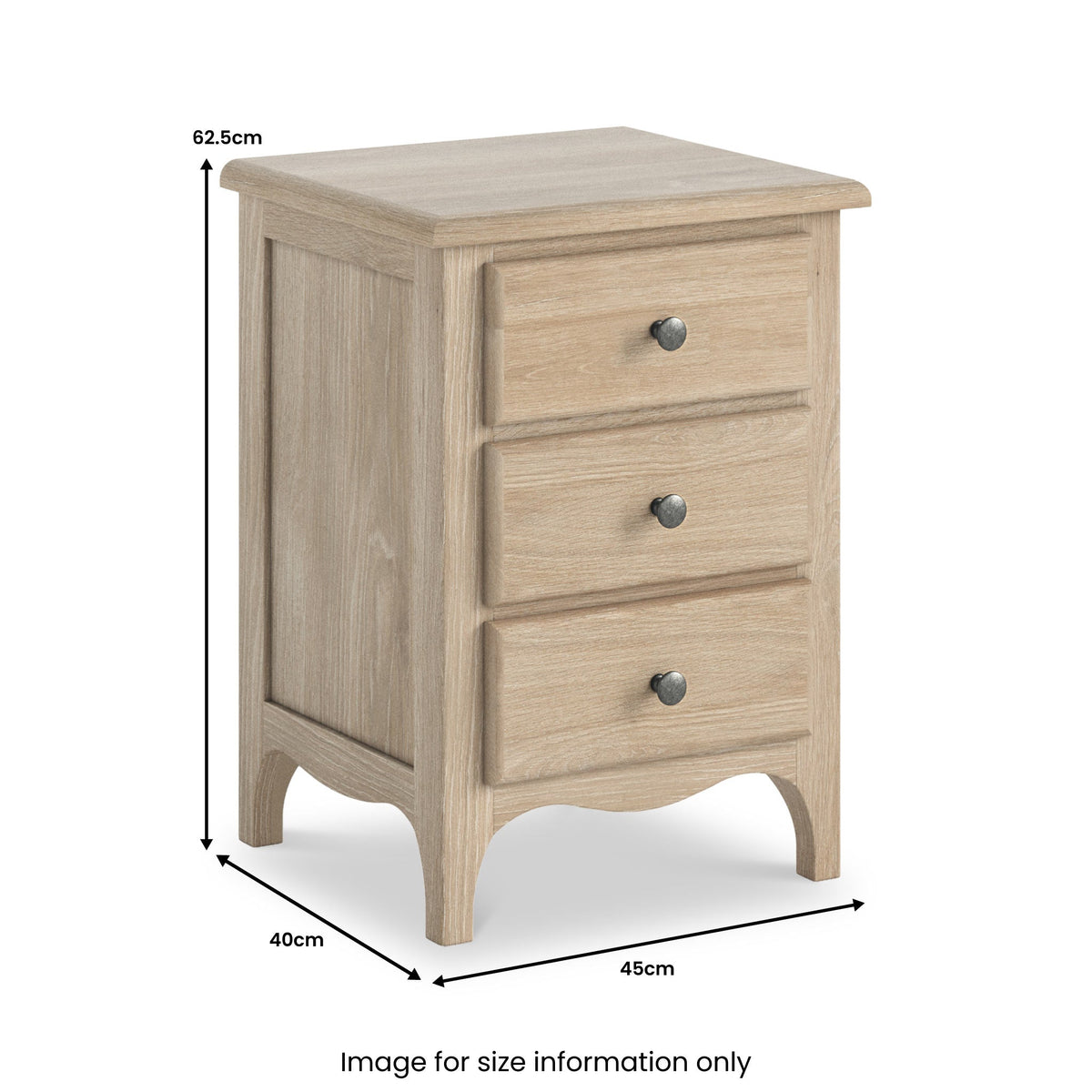 Celine Washed Oak XL 3 Drawer Bedside Table