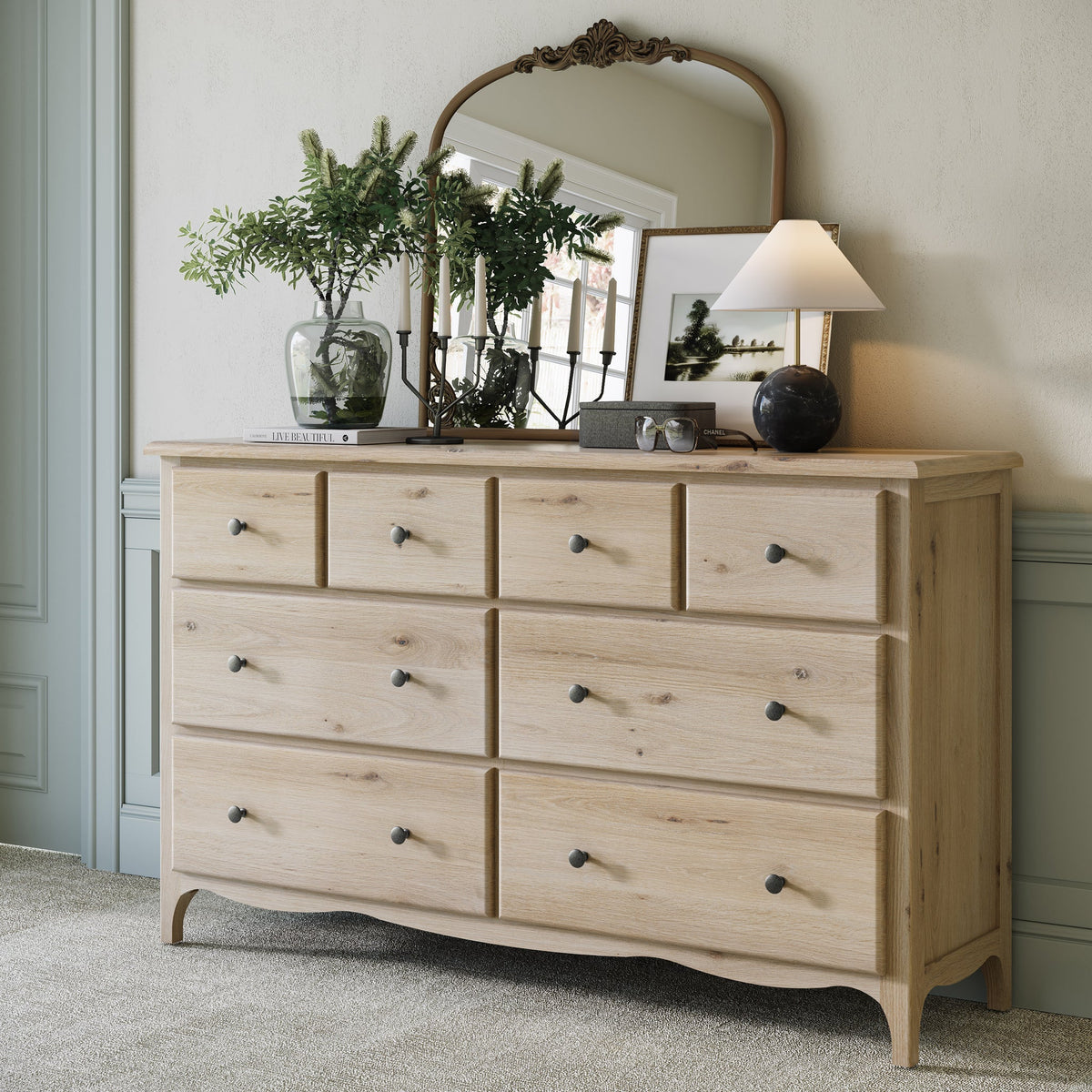 Celine Washed Oak XL 8 Drawer Chest