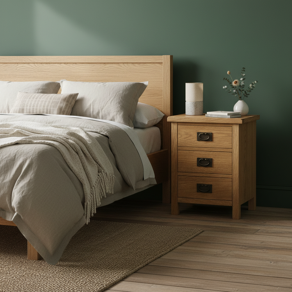 Surrey Oak XL 3 Drawer Bedside Table