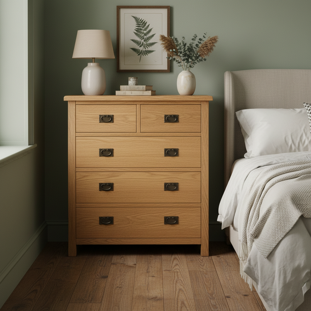 Surrey Oak XL 2 Over 3 Chest Of Drawers