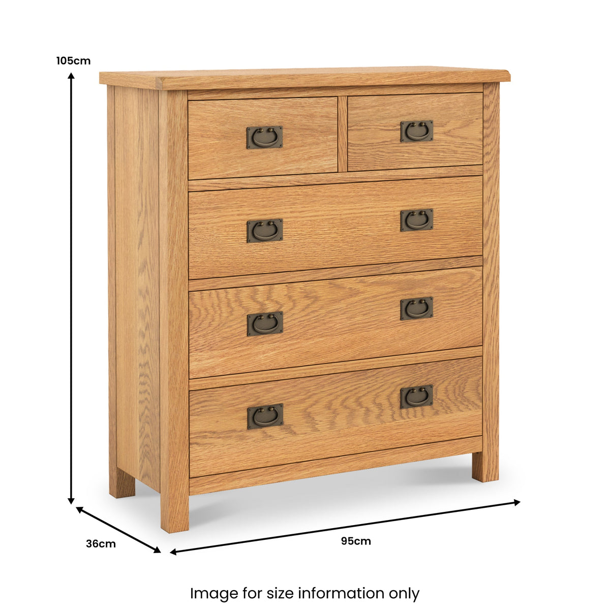 Surrey Oak XL 2 Over 3 Chest Of Drawers