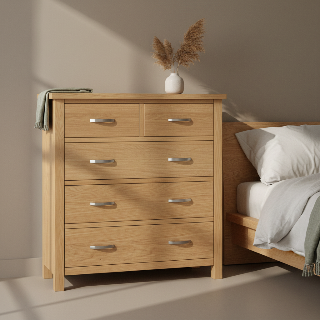 London Oak XL 2 Over 3 Chest Of Drawers