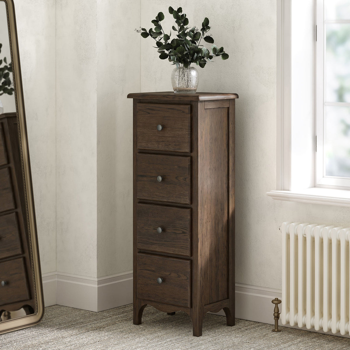 Celine Dark Oak 4 Drawer Tallboy Chest